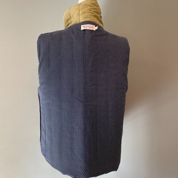 Marti Merritt Vintage 70s Quilted Vest Biege/Blue White Polka Dot Women’s Size M - Picture 8 of 11